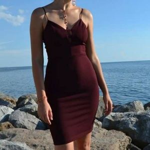 Burgundy Cutout Form Fitting Homecoming Dress